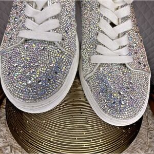 Blinged Out Betsey Johnson Sidny Rhinestone Sneakers Platform Gym Shoes Size 7.5